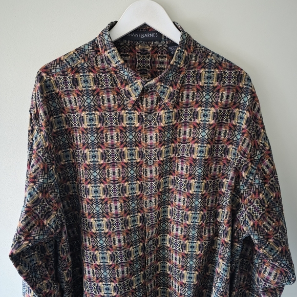 NWOT Jhane Barnes XL Vintage 90s Dadcore Retro Jacquard Artsy Button Down Shirt - Picture 6 of 16